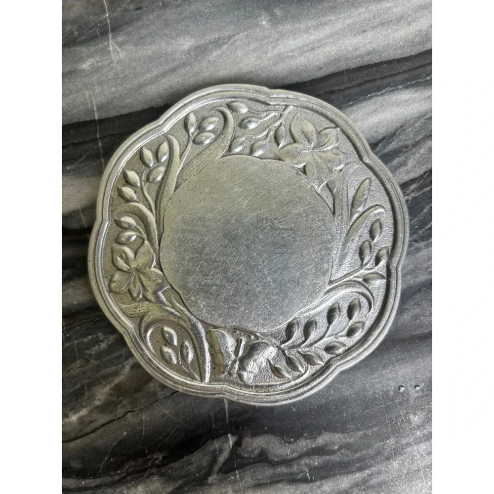 Lenox Silver Metal Floral Butterfly Coasters Set of 4 Cork Backed Scalloped 4in